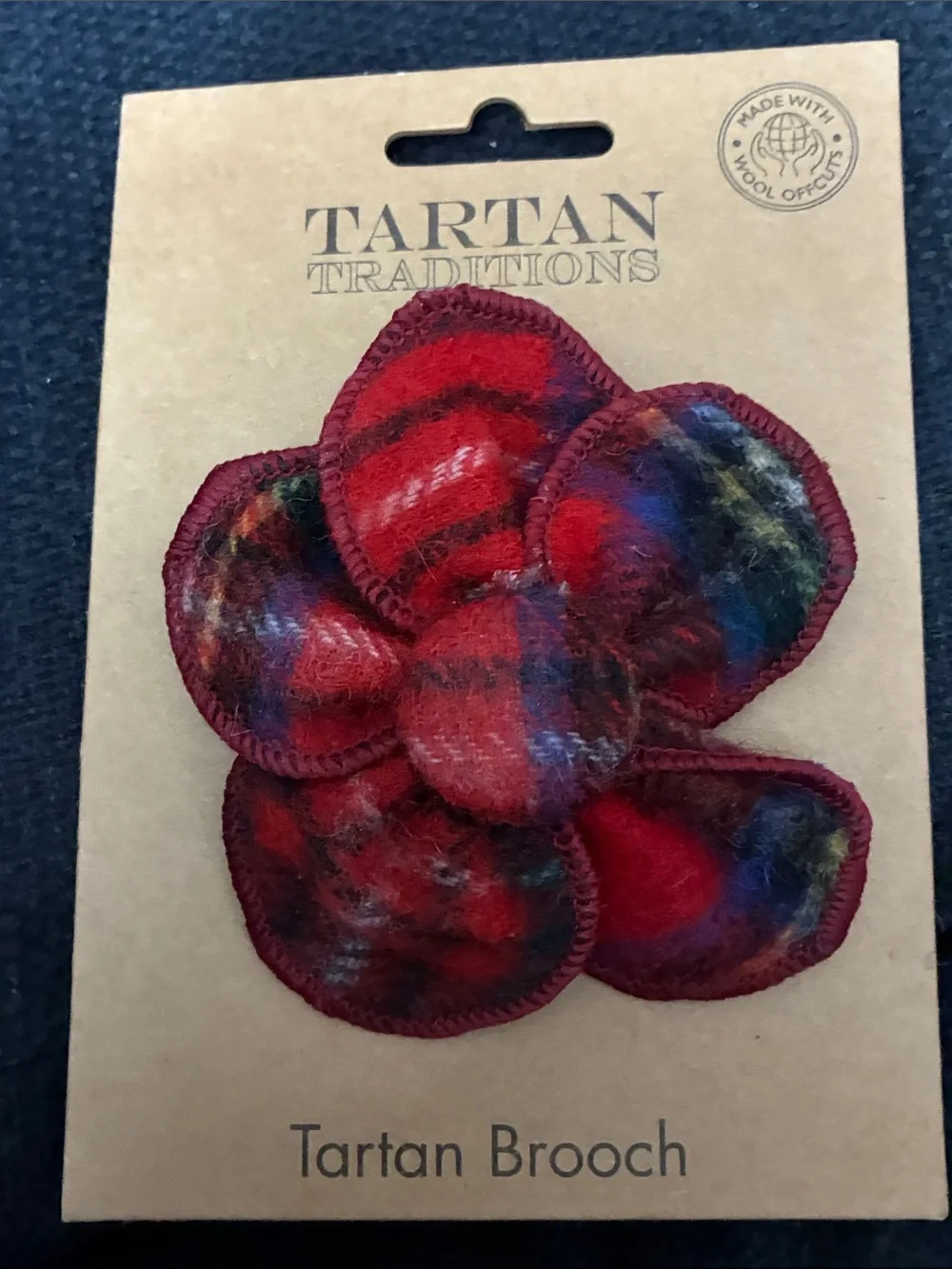 Red Wool Flower Brooch
